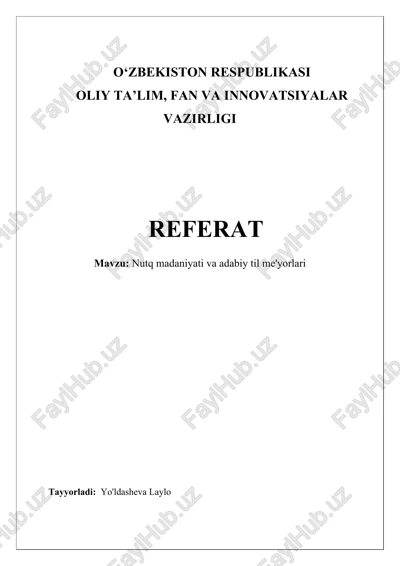 nutq madaniyati va adabiy til me'yorlari — DOCX