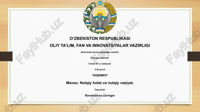 nutqiy holat va nutqiy vaziyat — PPTX