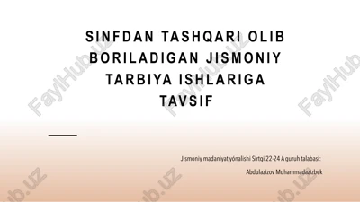 sinfdan tashqari jismoniy tarbiya ishlariga tavsiya — PPTX