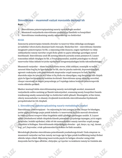 simvoldrama – muammoli vaziyat mavzusida mustaqil ish — DOCX