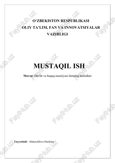 davlat va huquq nazariyasi fanining metodlari — DOCX