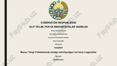 yangi o'zbekistonda ma'naviy o'zgarishlar — PPTX