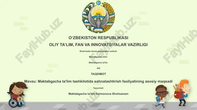 maktabgacha ta'lim tashkilotida sahnalashtirish faoliyatining asosiy maqsadi — PPTX