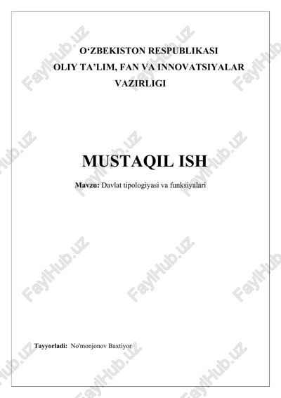 davlat tipologiyasi va funksiyalari — DOCX