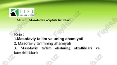 masofadan o‘qitish tizimlari — PPTX