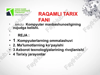 kompyuter manbashunosligi — PPTX