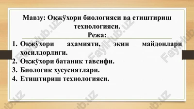 oqjo'xori biologiyasi va etishtirish texnologiyasi — PPTX