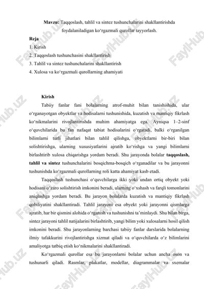 taqqoslash, tahlil va sintez tushunchalari — DOCX