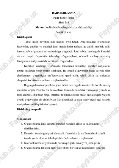 jonli tabiat burchagida kuzatish kundaligi — DOCX