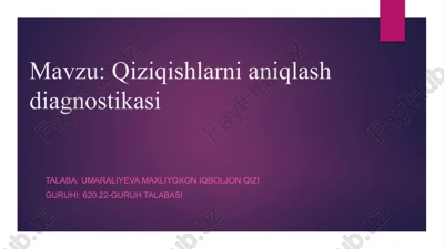 qiziqishlarni aniqlash diagnostikasi — PPTX