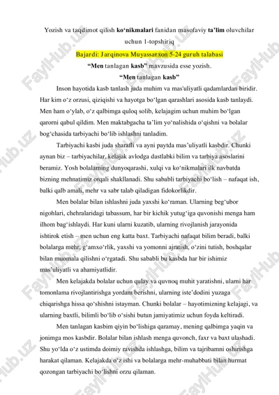 "men tanlagan kasb" — PDF