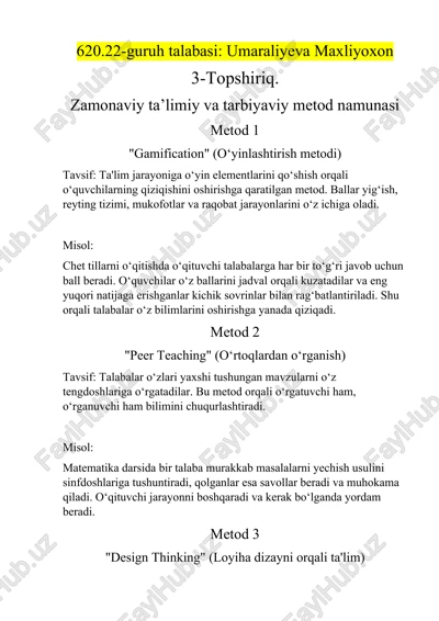 zamonaviy taʼlimiy va tarbiyaviy metod namunasi — DOCX