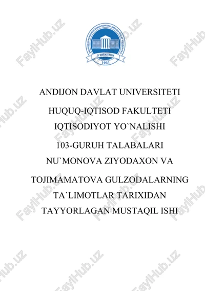 o`rta osiyodagi jadidlarning iqtisodiy g`oyalari — DOCX