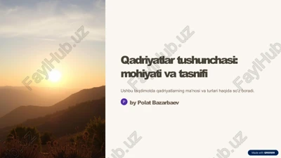qadriyatlar tushunchasi: mohiyati va tasnifi — PPTX