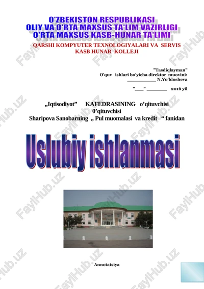 pul muomalasi va kredit — DOC