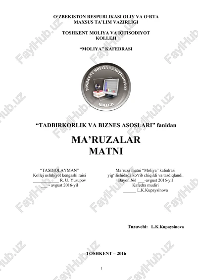tadbirkorlik va biznes asoslari — DOC