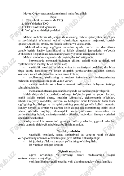 mehnat muhofazasi qonunlari — DOCX