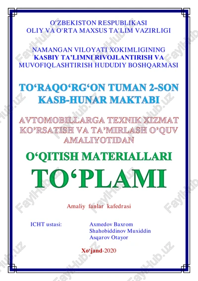 avtomobillarga texnik xizmat ko’rsatish va ta’mirlash o’quv amaliyoti — PDF