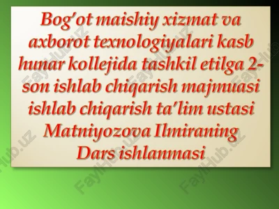 yubkalarni modellashtirish — PPT