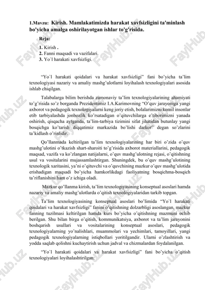yo`l harakati qoidalari va harakat xavfsizligi — DOCX