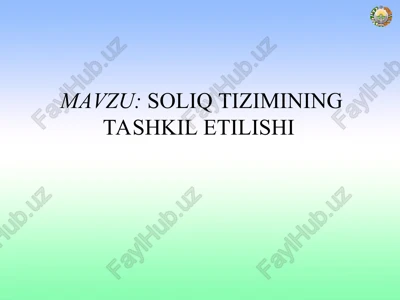 soliq tizimining tashkil etilishi — PPT