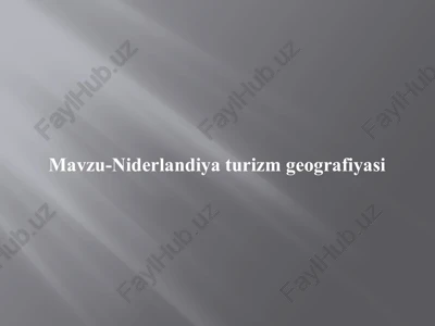 niderlandiya turizm geografiyasi — PPTX