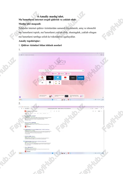 ma’lumotlarni internet orqali qidirish va yuklab olish — DOCX