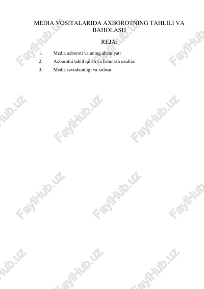 axborotning tahlili va baholash — DOCX