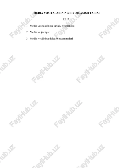 media vositalarining rivojlanish tarixi — DOCX
