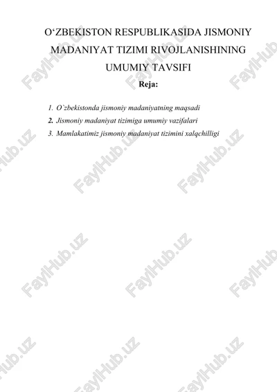 jismoniy madaniyat tizimi — DOCX