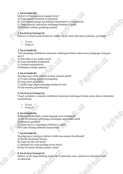 inkluziv ta'limning asosiy maqsadi — DOCX