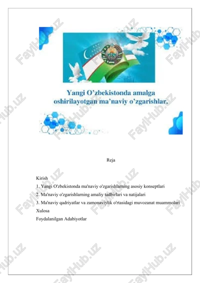 ma'naviy o'zgarishlar yangi o'zbekistonda — DOCX