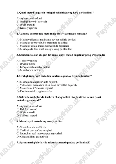 yengil atletika tekhnalari — DOCX