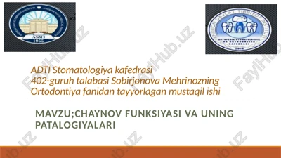 ortodontiya fanining patalogiyalari — PPTX
