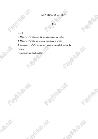 mineral o`g`itlar — DOCX
