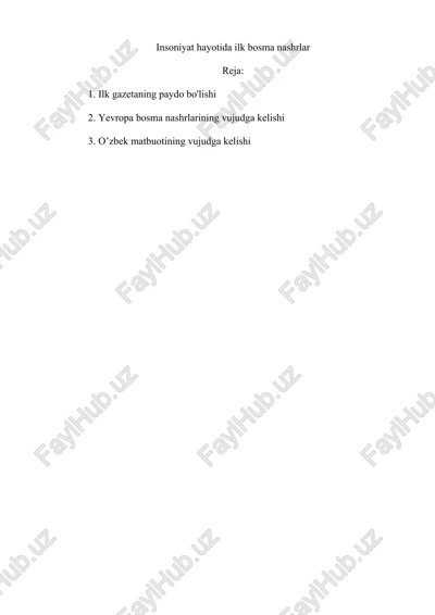 insoniyat hayotida ilk bosma nashrlar — DOCX