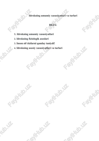 idrokning umumiy xususiyatlari va turlari — DOCX
