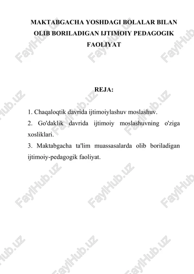 ijtimoiy pedagogik faoliyat — DOCX