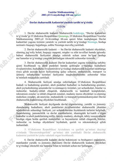 davlat shaharsozlik kadastri — DOCX