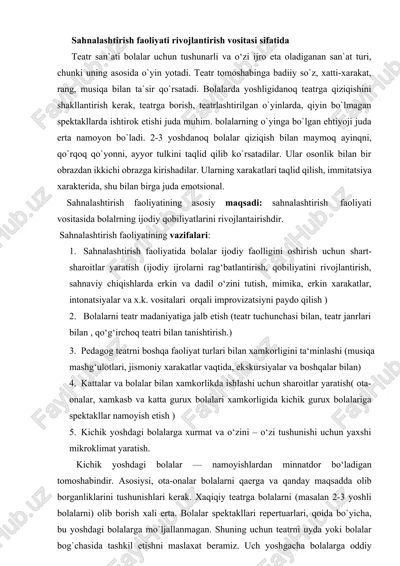 sahnalashtirish faoliyati — DOCX