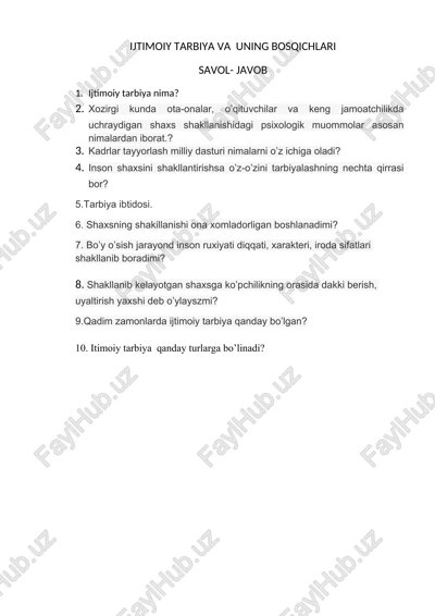 ijtimoiy tarbiya va uning bosqichlari — DOCX