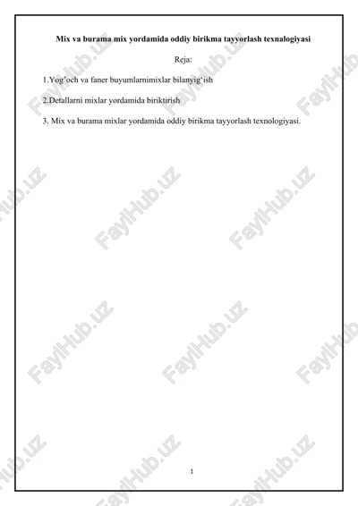 oddiy birikma tayyorlash texnalogiyasi — DOCX