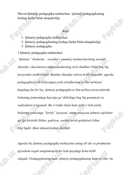 ijtimoiy pedagogika tushunchasi — DOCX