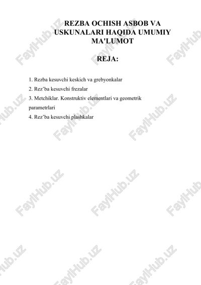 rezba ochish asbob va uskunalari — DOCX