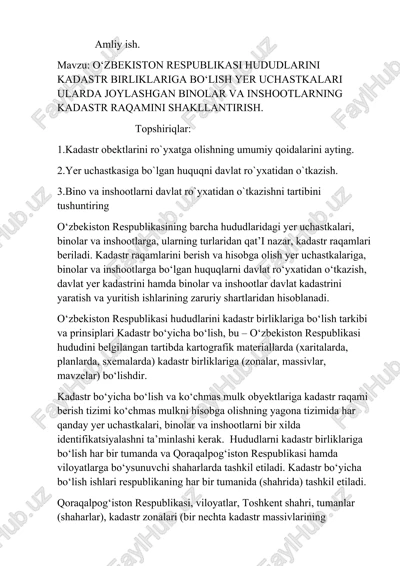 kadastr birliklariga bo‘lish — DOCX