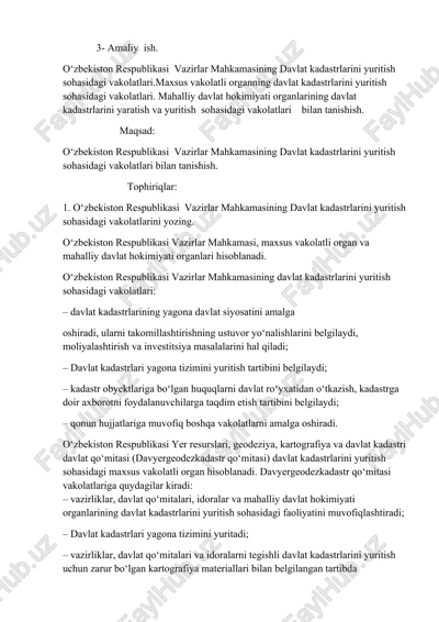 davlat kadastrlarini yuritish sohasidagi vakolatlari — DOCX