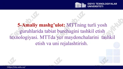 mttning turli yosh guruhlarida tabiat burchagini tashkil etish texnologiyasi — PPTX