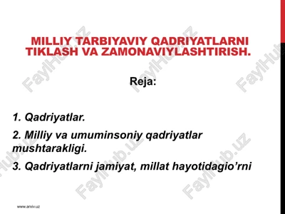 milliy tarbiyaviy qadriyatlar — PPTX