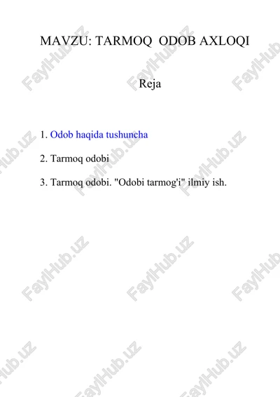 tarmoq odob axloqi — DOCX