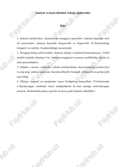 jamiyat va inson falsafasi — DOCX